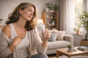 Woman_mid_forties_hot_flushes_menopausia_home