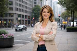 Woman_mid_40s_smiling_Smart_Casual_City_Street